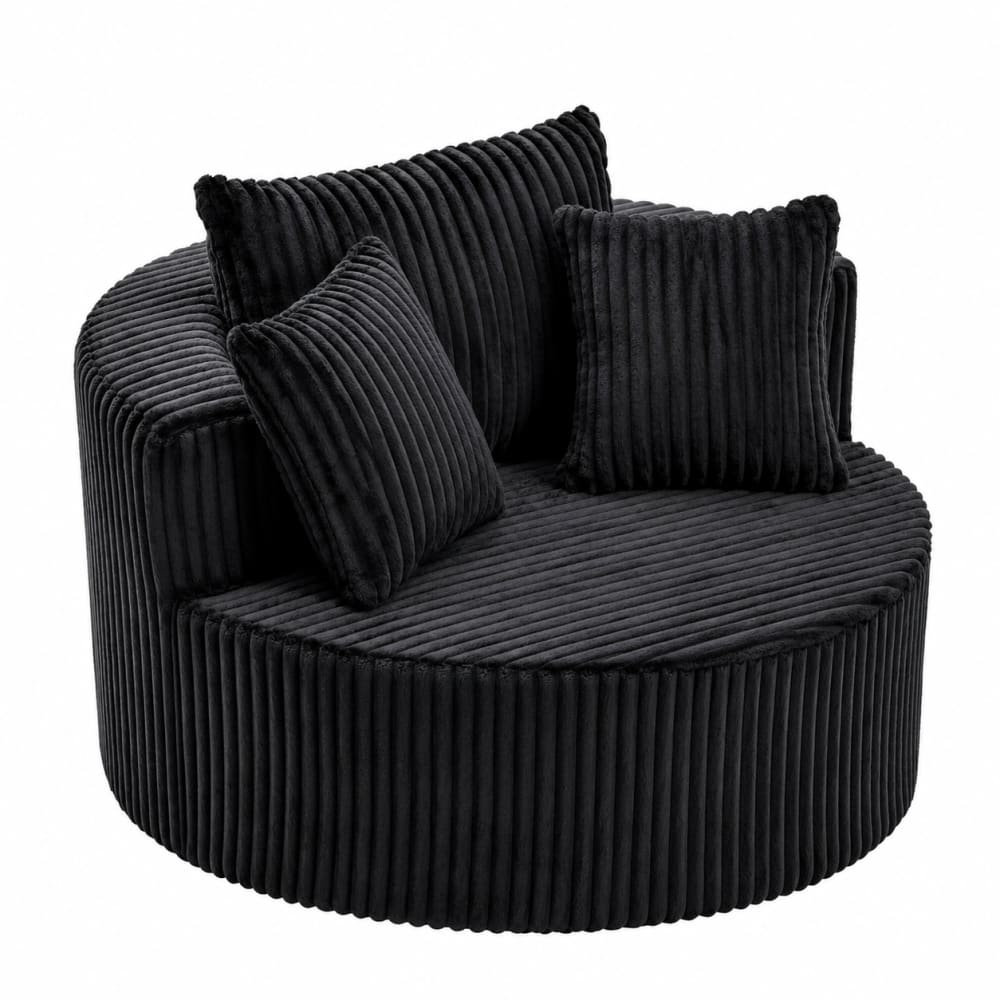 GOODSILO Oversized Round Swivel Accent Chair with Plush Upholstery and Matching Throw Pillows