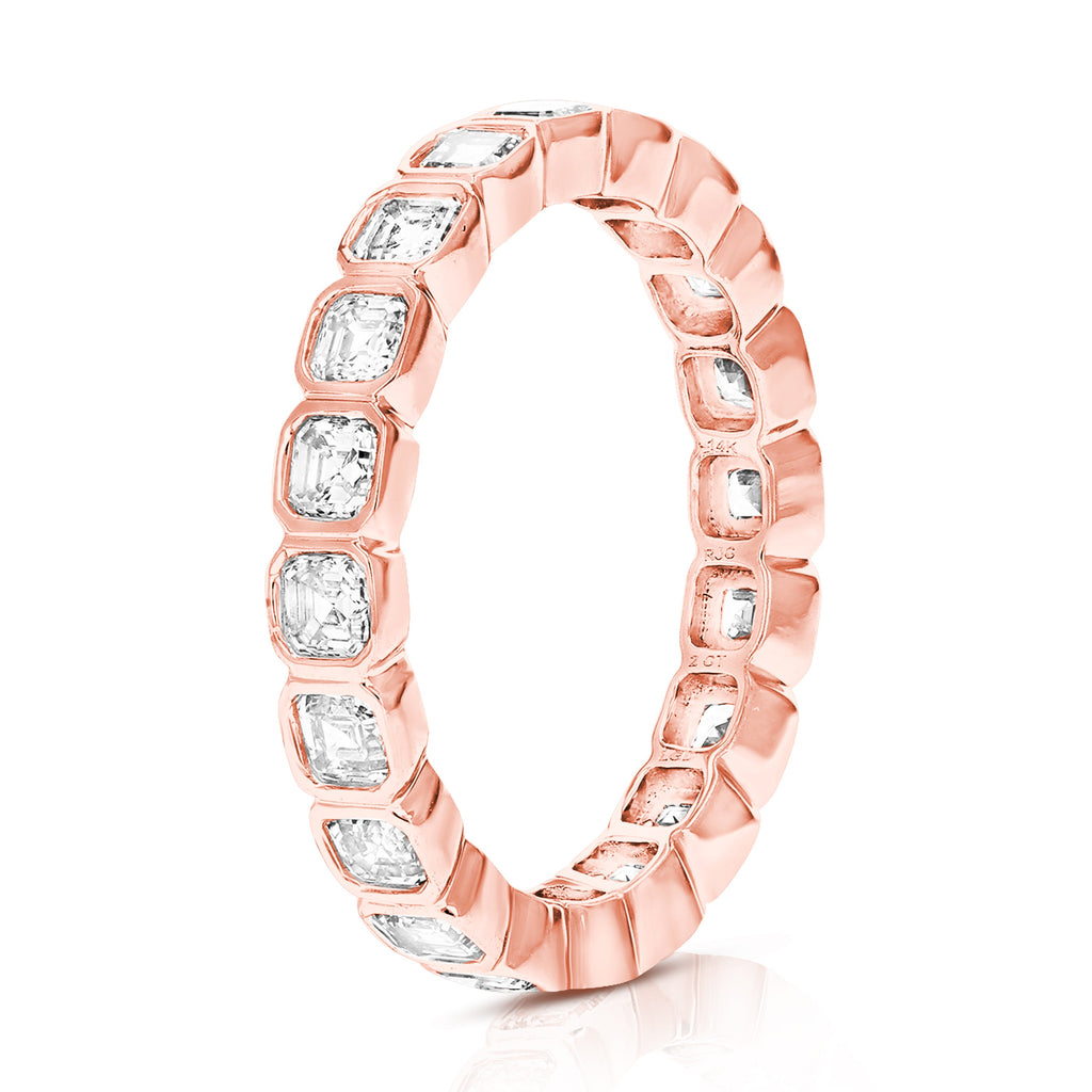 3 cttw Asscher Lab Grown Diamond Eternity Ring Wedding Band in 14K Rose Gold For Women