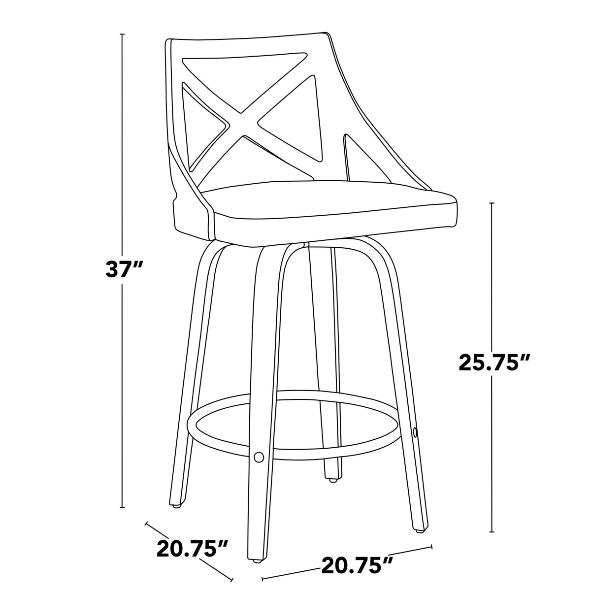 Pair of Cushioned Counter Stools with Backrests