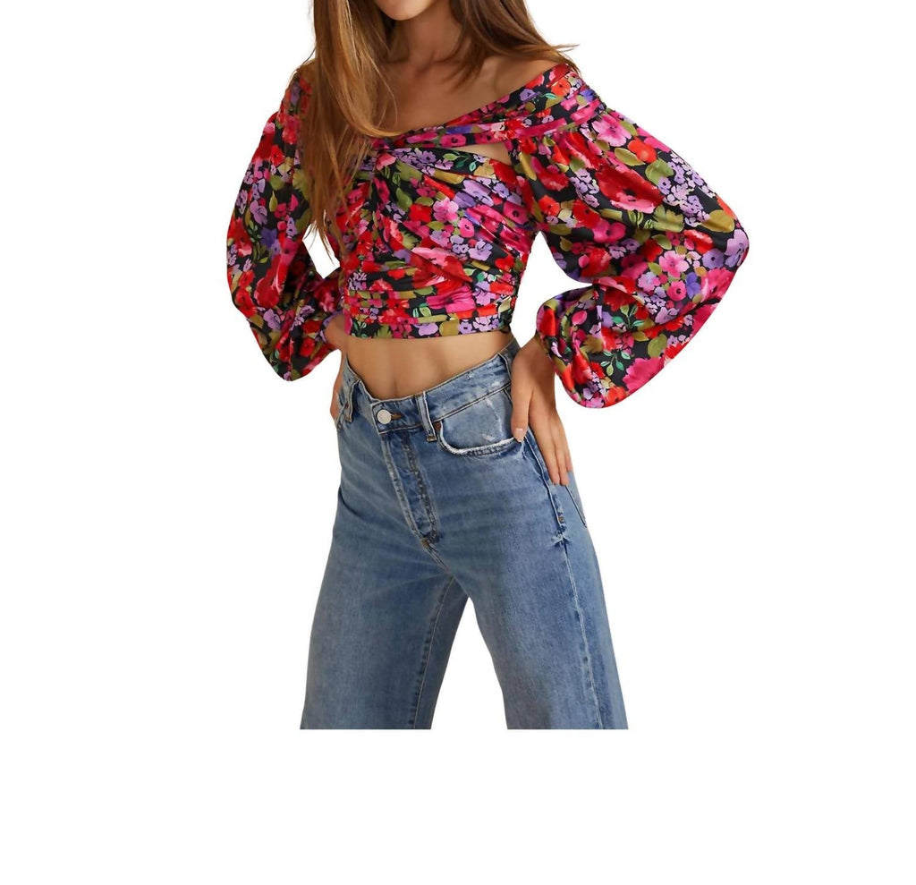 Francis Puff Crop Top In Vintage Flowers