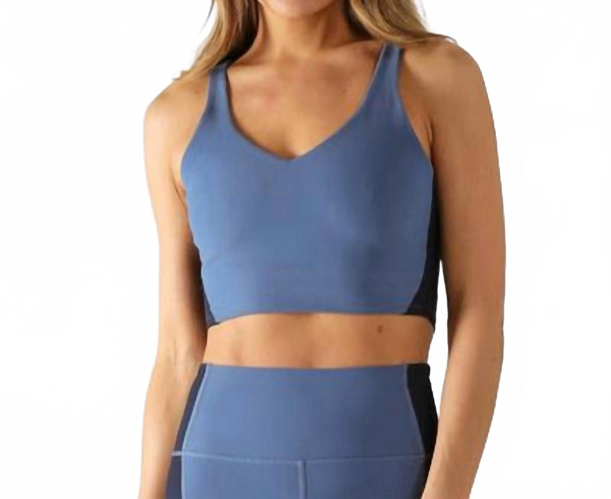 Fusion Sports Bra In Washed Blue/navy