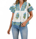 Catalina Gilded Spruce Blouse In Blue Hydrangea