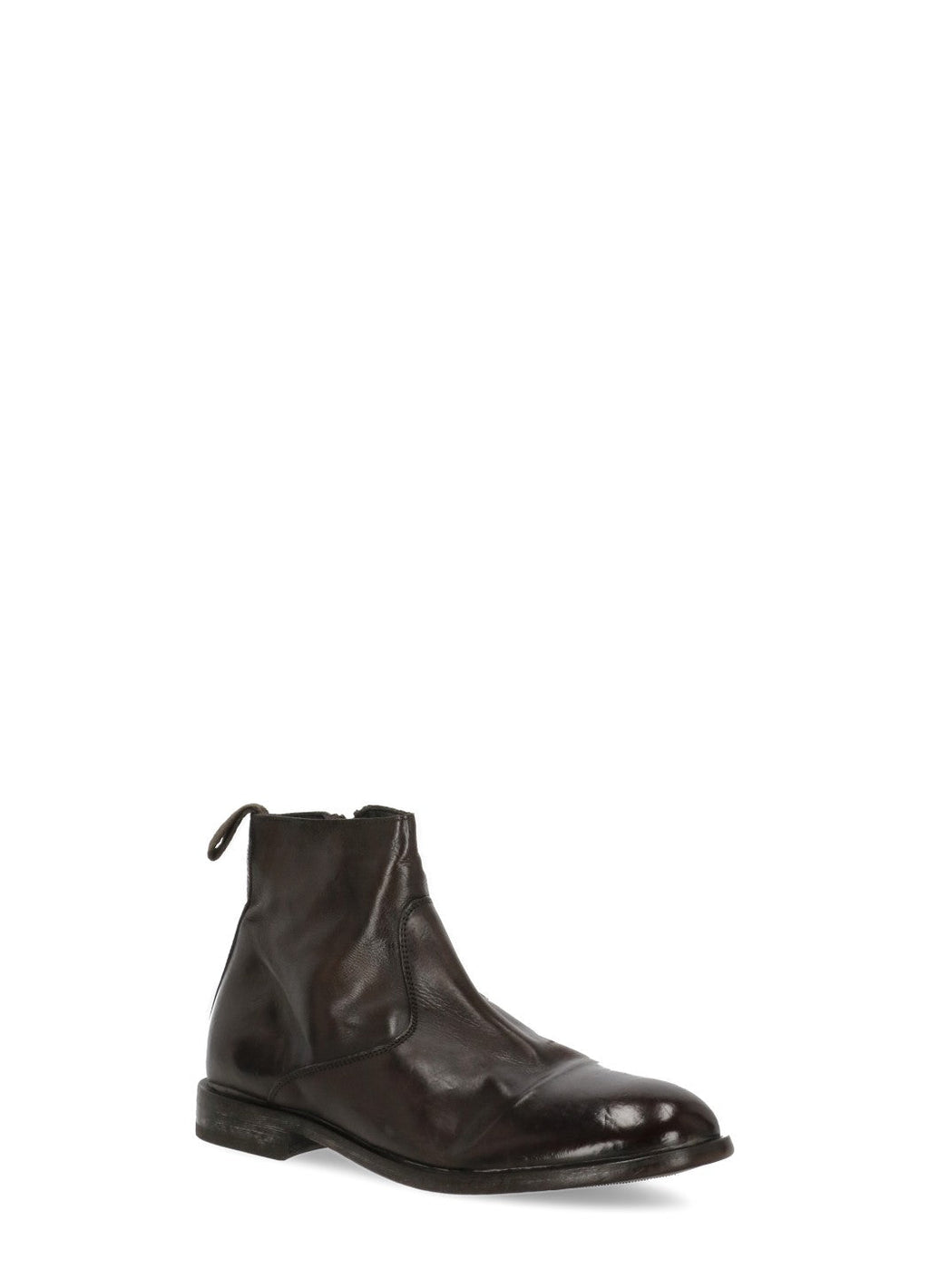 Brown Caesar Vintage Zip Leather Ankle Boots