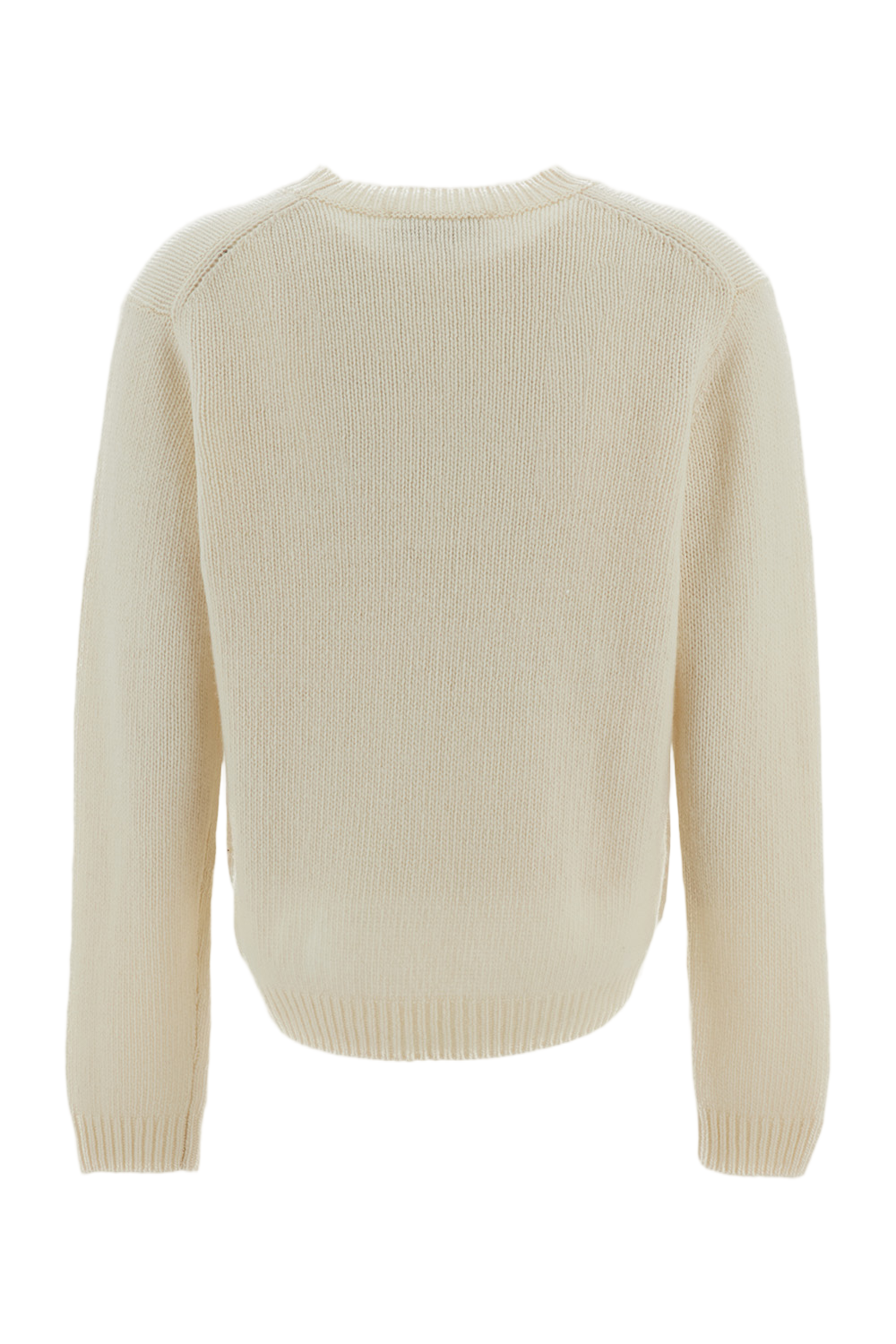 White Dressed Fox Wool-Blend Knit Sweater