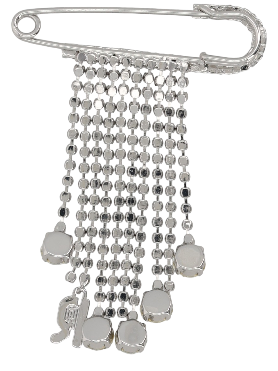 Sparkling Rhinestone-Embellished Safety Pin Brooch