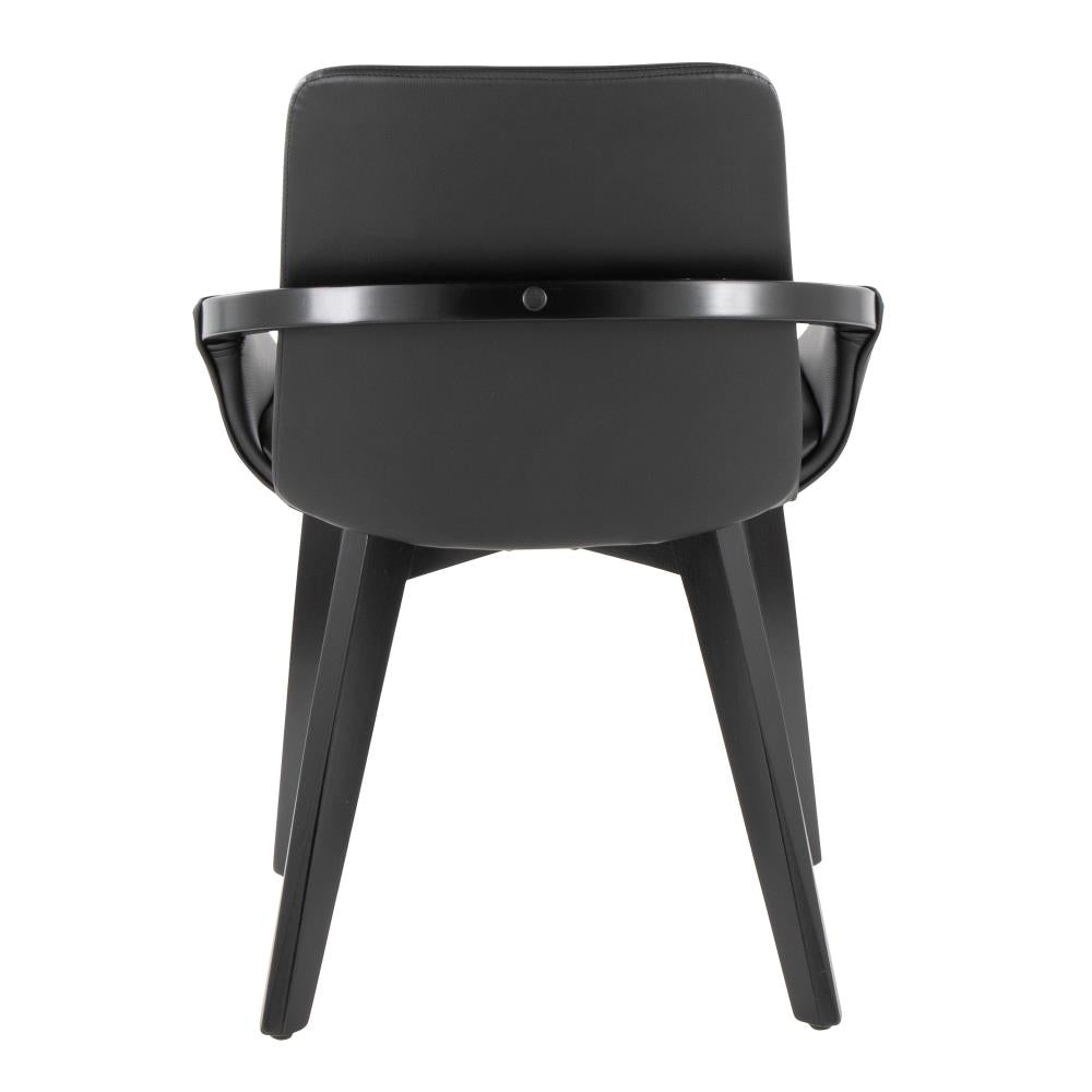 Modern Bamboo Accent Chair with Faux Leather Upholstered Seat