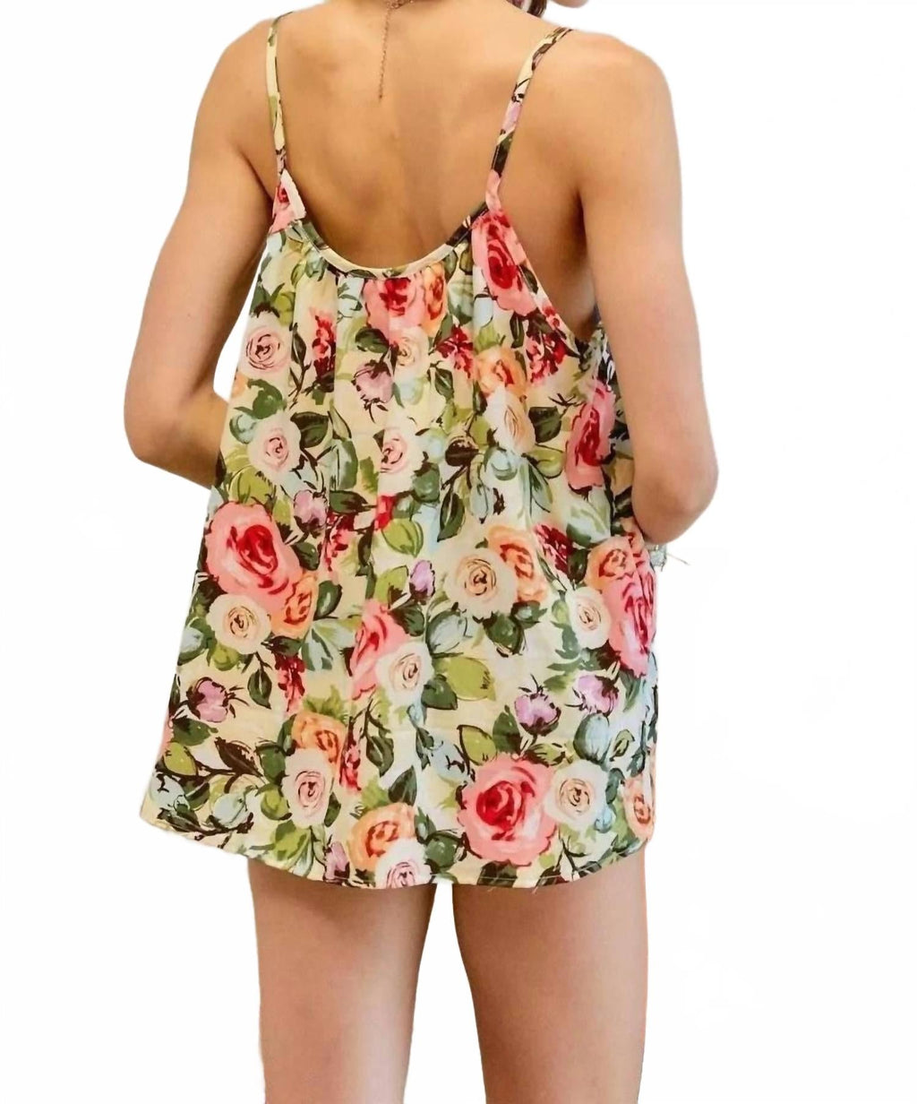 Floral Print Spaghetti Strap Top In Multicolor