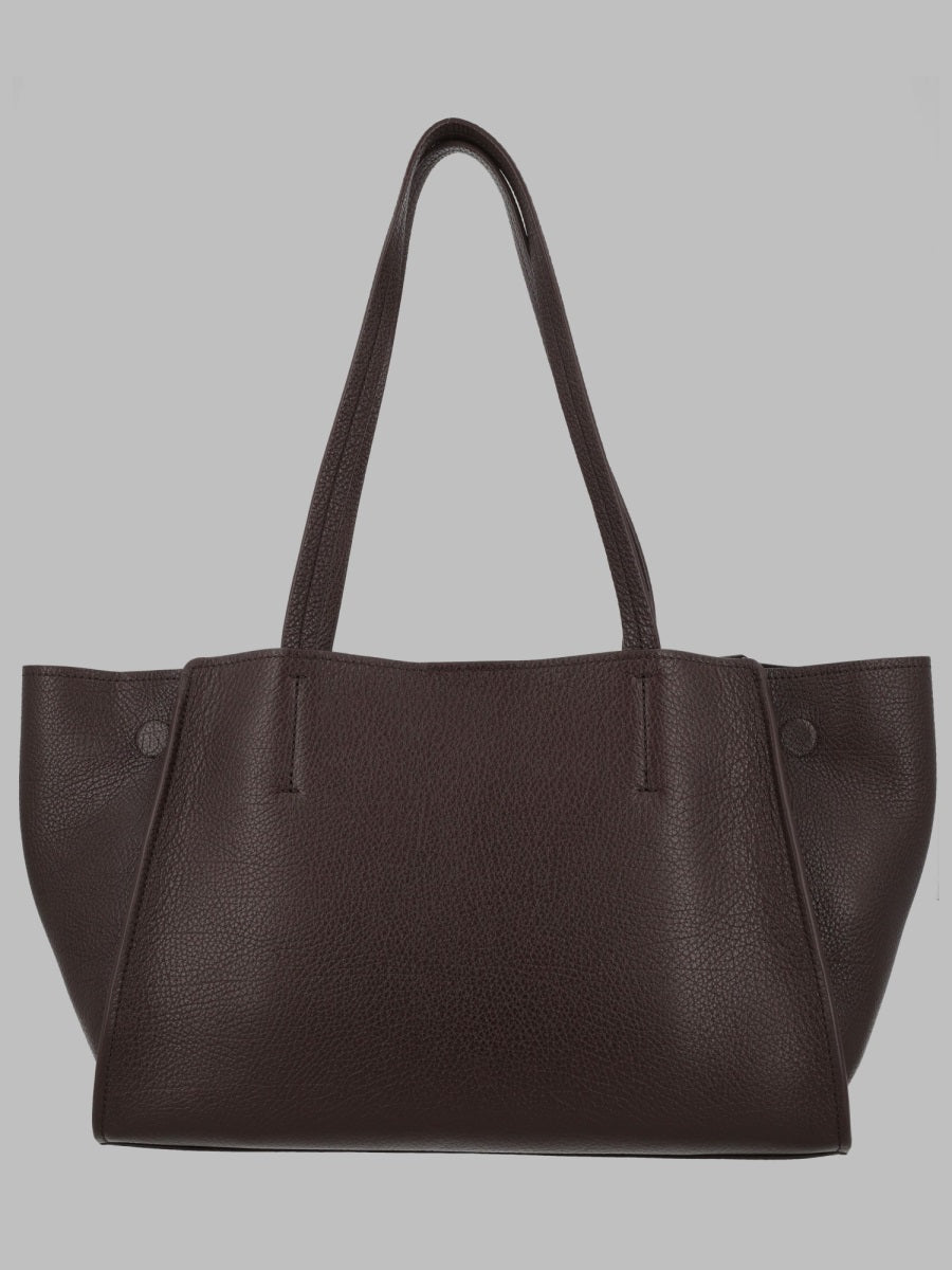 Brown Gold Lock Detail Leather Handbag
