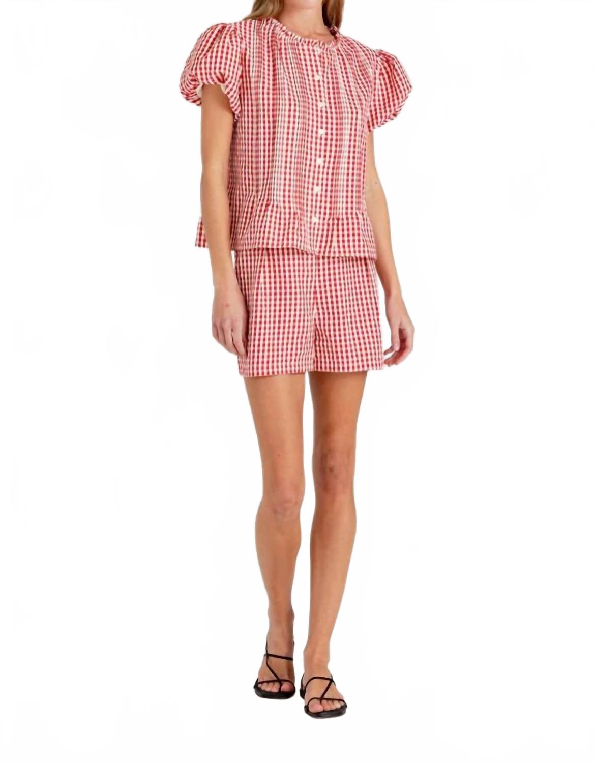 Montauk Gingham Shorts In Red