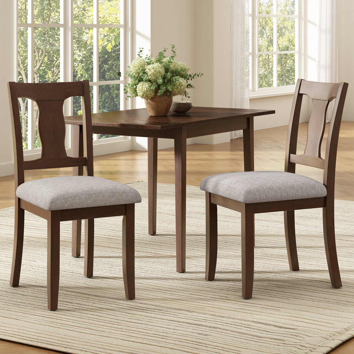 Set of 2 Mid-Century Upholstered Dining Chairs