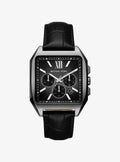 Oversized Hayes Gunmetal-Tone and Crocodile Embossed Leather Strap Sport Watch