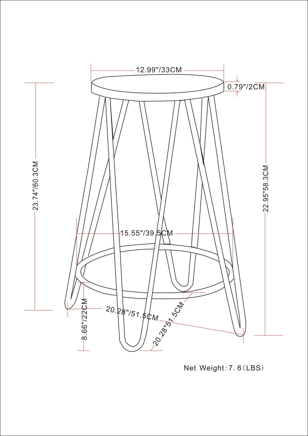 Durable Metal Counter Stool with Wood Seat