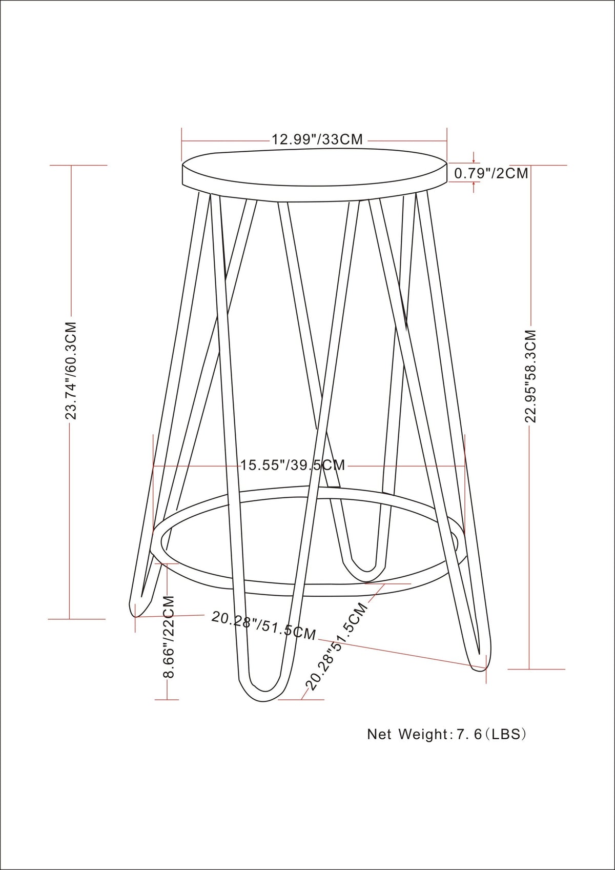 Durable Metal Counter Stool with Wood Seat