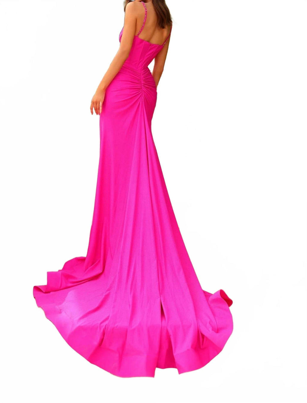 Structured Corset Fitted Dress In Fuchsia