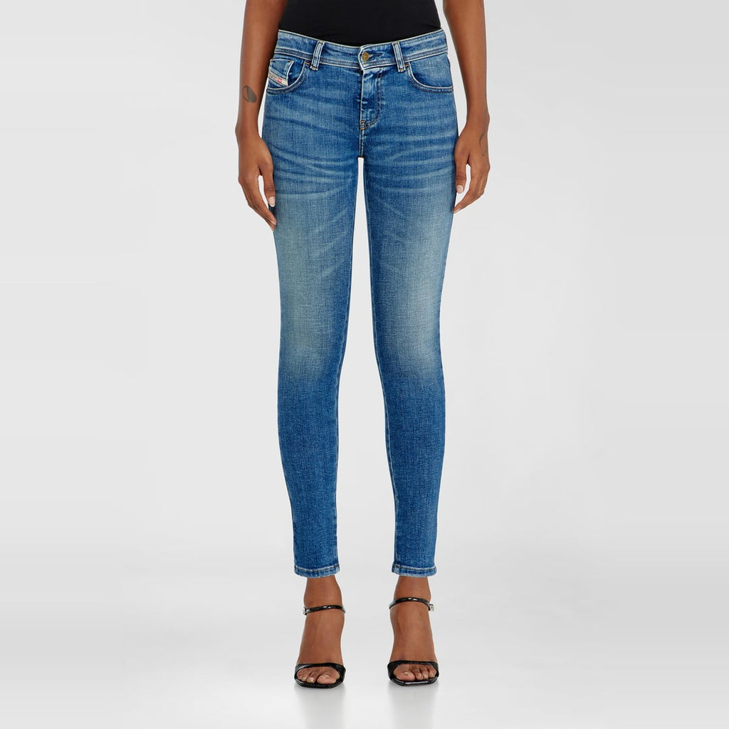 Diesel Skinny Jeans Regular Waist 2017 Slandy, Medium blue, Zip fly