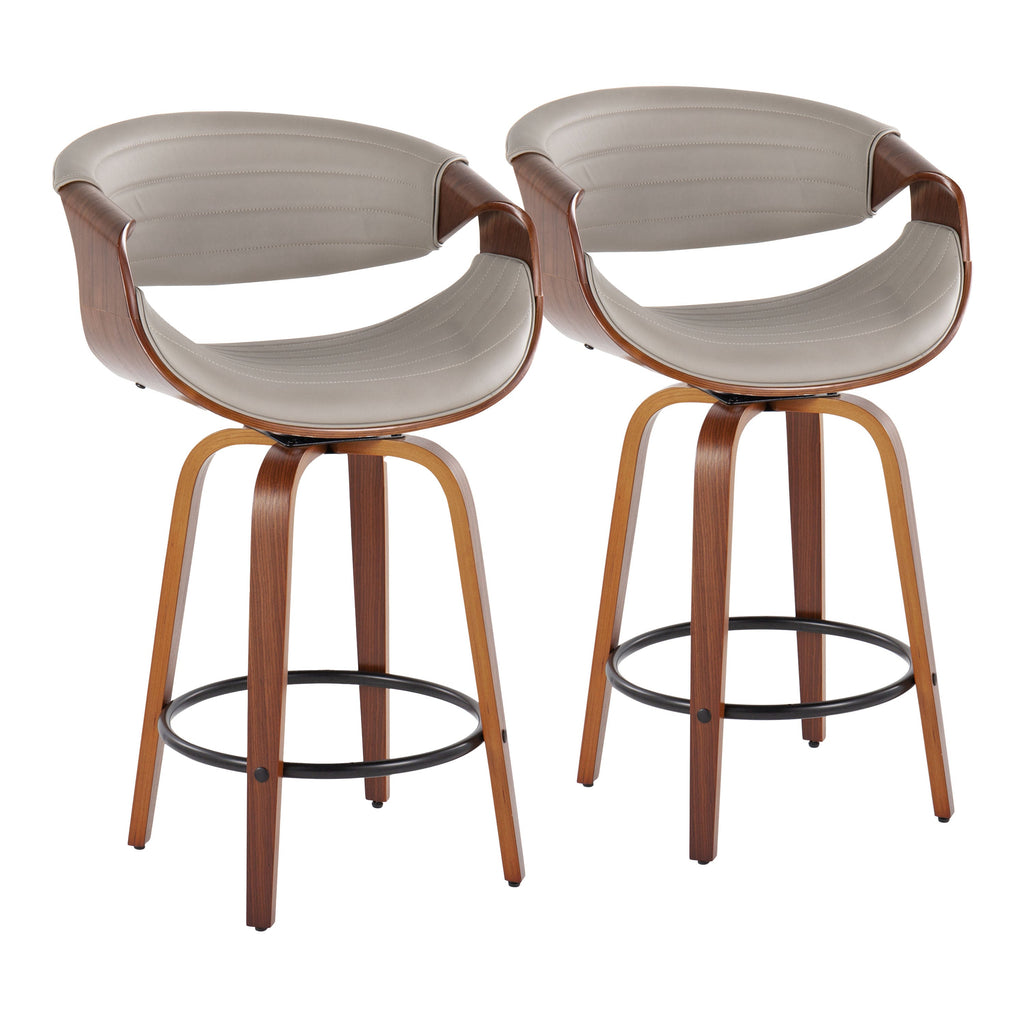 Set of 2 Mid-Century Swivel Counter Stools