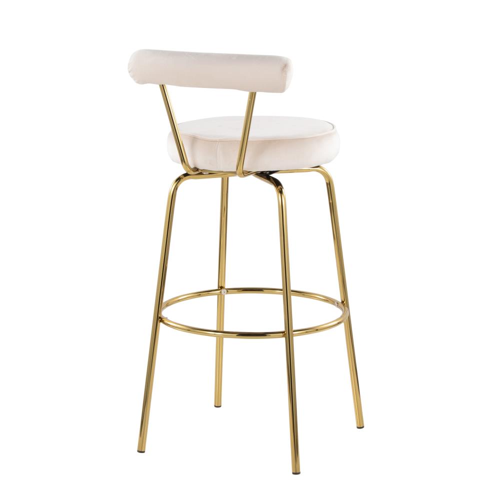 Set of 2 Stylish Swivel Barstools with Soft Velvet Upholstery and Supportive Metal Legs