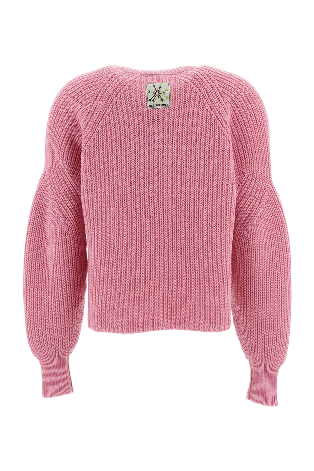 Pink Cropped Pearl Crystal Wool-Cashmere Sweater