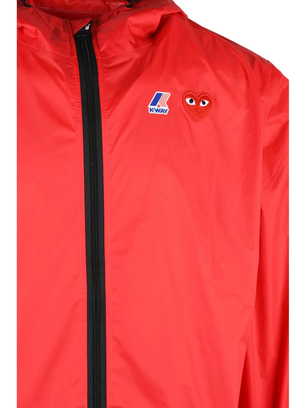 Red Lightweight Water-Resistant Hooded Jacket