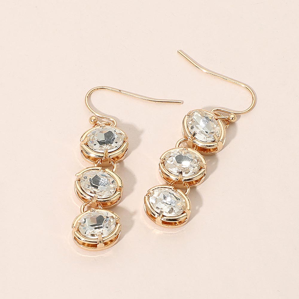 Faceted Oval Stone Link Drop Earrings