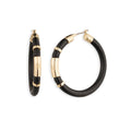 Lauren by Ralph Lauren Lauren Ralph Lauren Black  And  Gold Logo Hoop Earrings