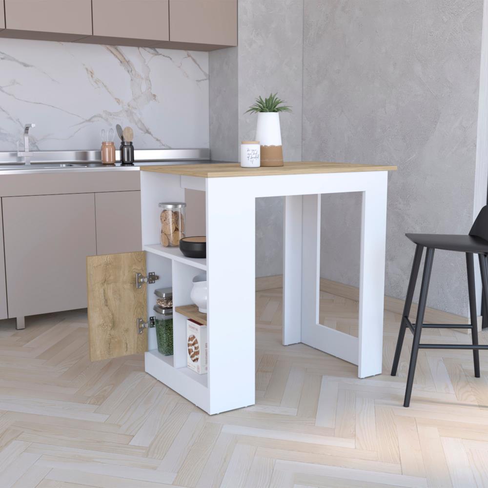 Kitchen Island with Cabinet and Open Shelving