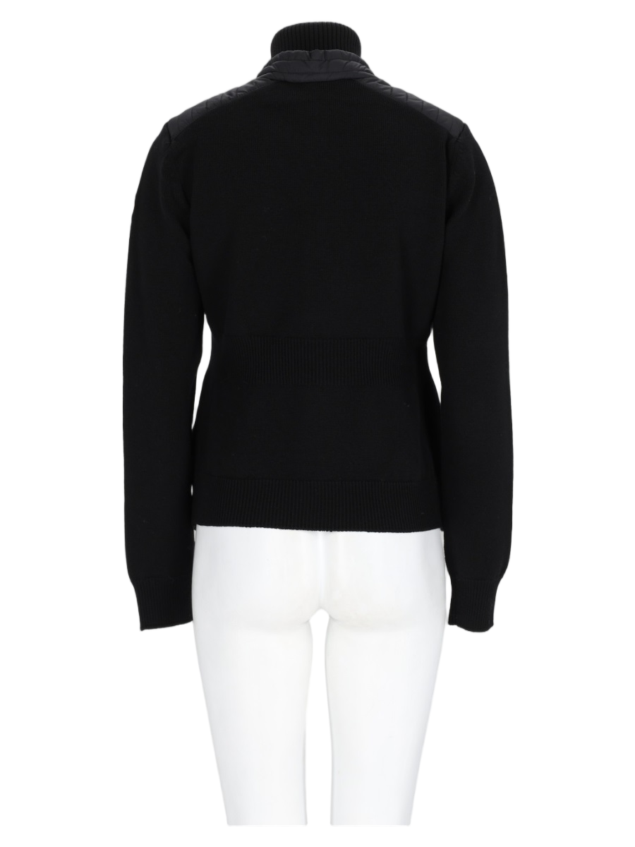Black Structured High Collar Polyester Sweater