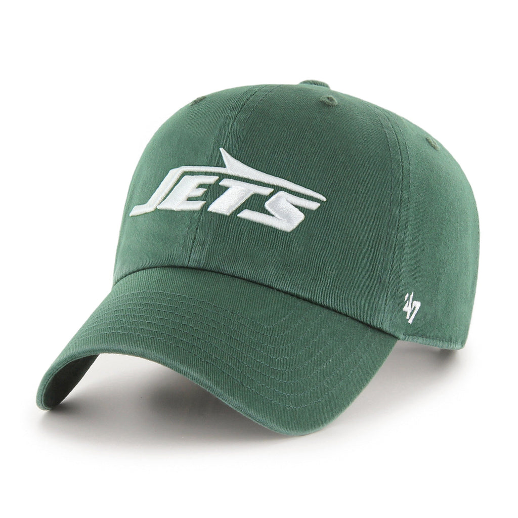 47 Brand New York Jets Clean Up Strapback Hat in Dark Green Legacy Logo | Men