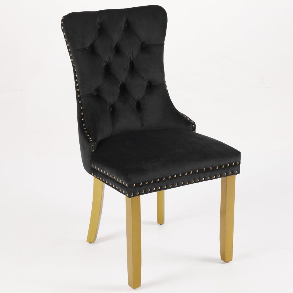 Set of 2 Velvet Dining Chairs with High Backrests