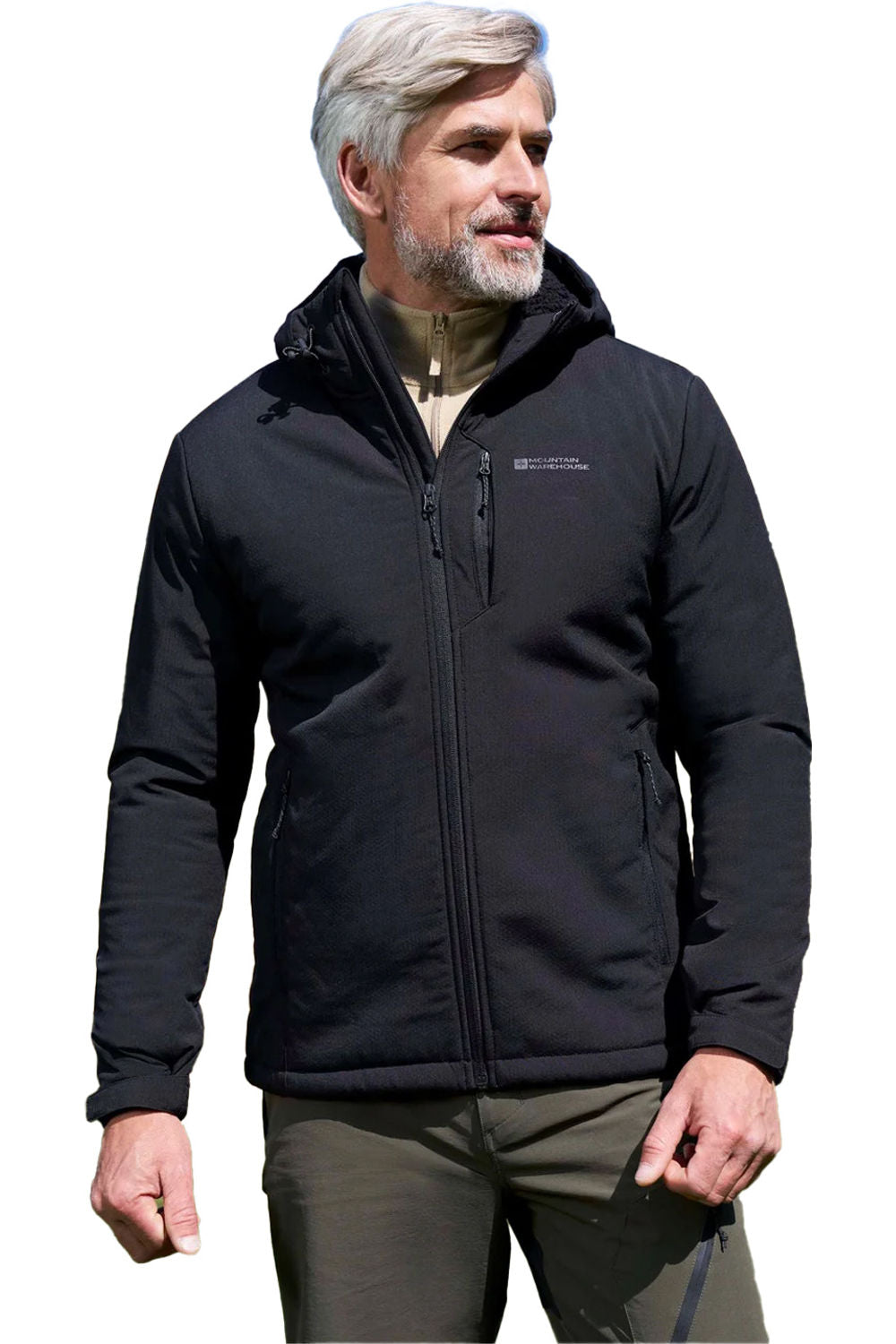 Mountain Warehouse Mens Charleston Faux Fur Lined Soft Shell Jacket