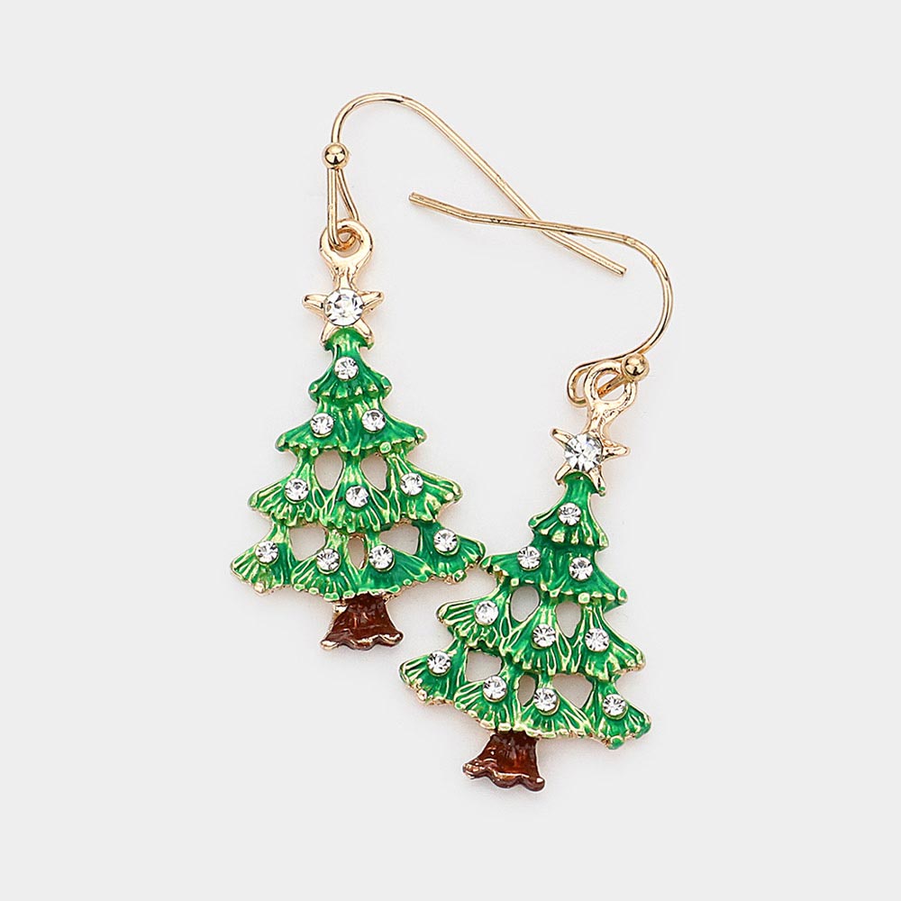 Christmas Tree Dangle Earrings