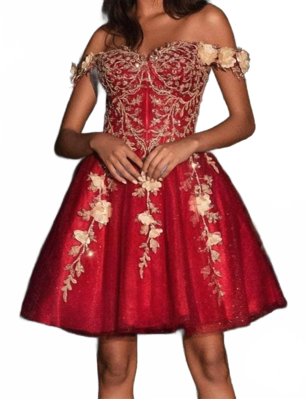 Floral Print Short Prom Mini Dress In Burgundy Gold