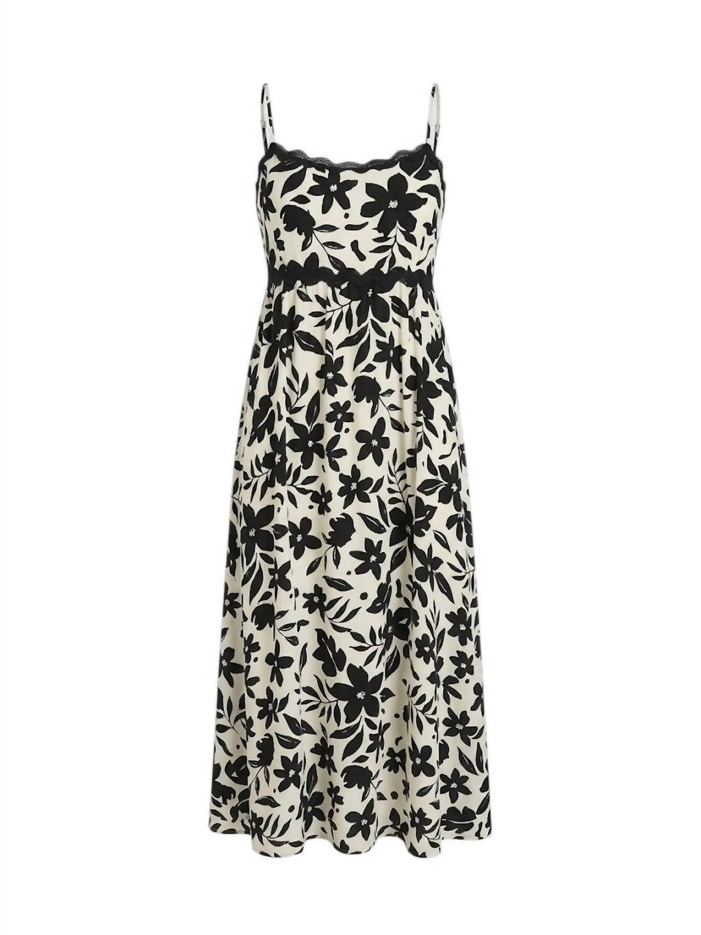 Women's Floral Midi Dress In Black & White
