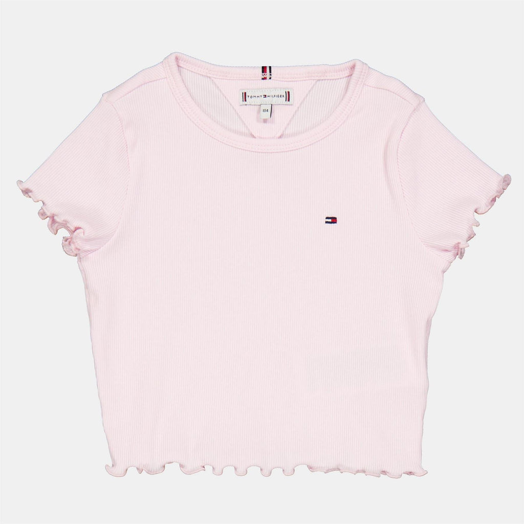 Tommy Hilfiger Essential Cropped Ruffle Sleeve Rib Top