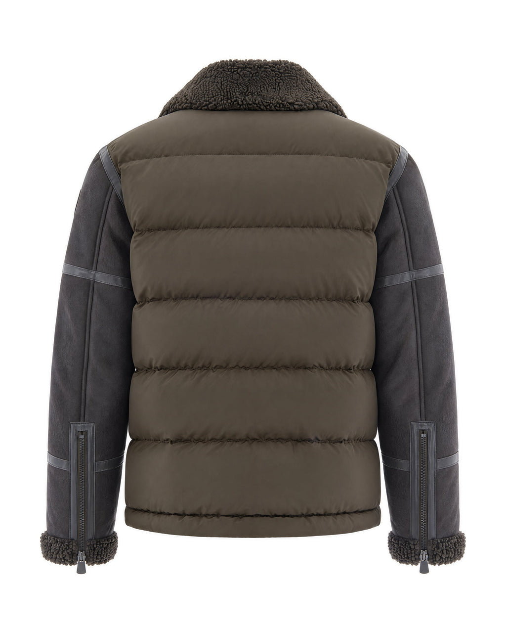 Padded Military Green Synthetic Fur Collar Jacket