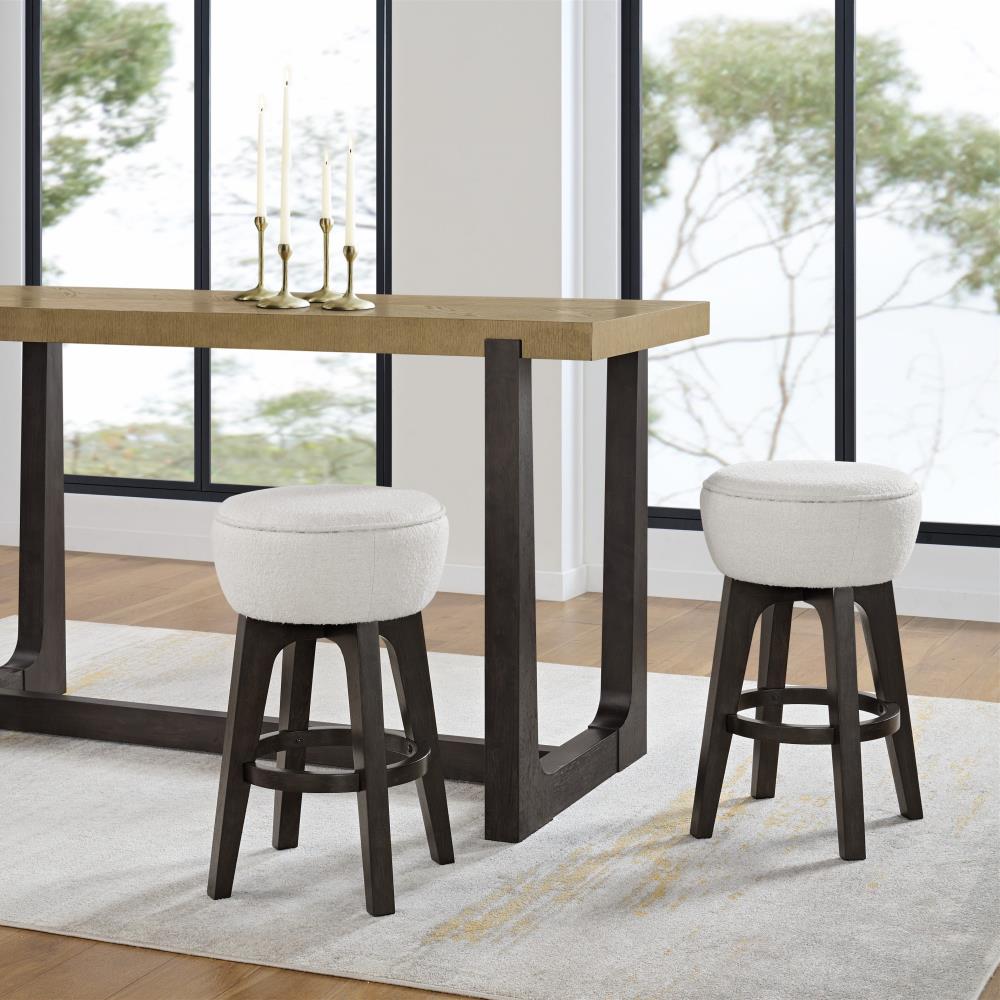 Set of 2 Wooden Backless Bar Stools with Cushioned Seats