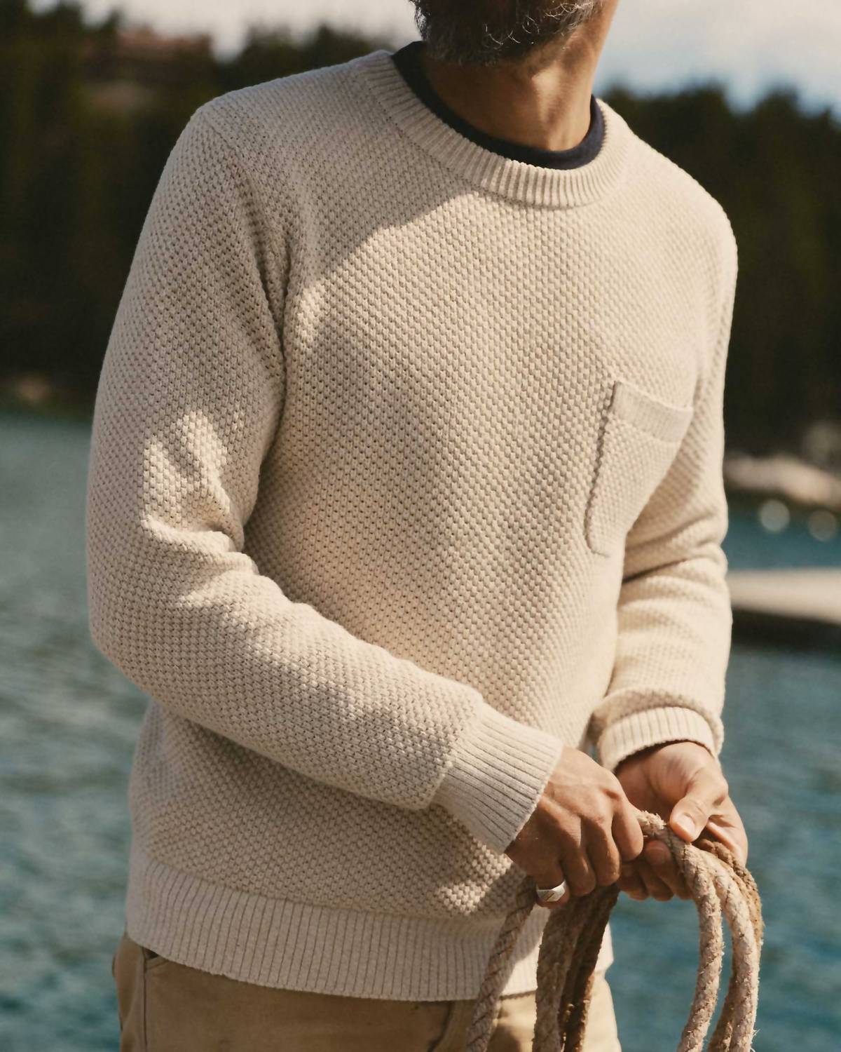 Crawford Crew Sweater In Marled Natural