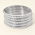 5PCS - Hammered Metal Stackable Multi Layered Bangle Bracelets