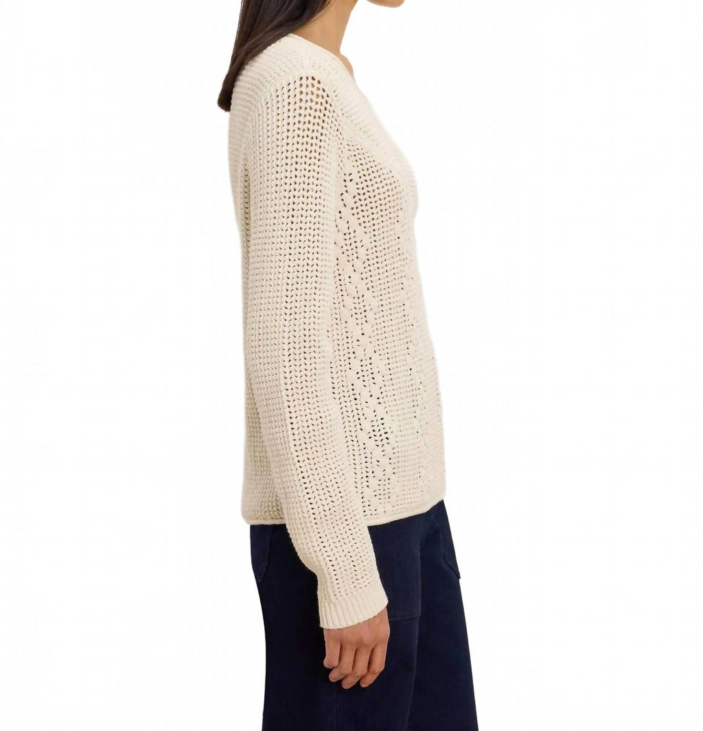Diamond Stitch Mix Sweater In Coconut