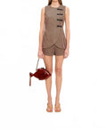 Mavis Linen Top In Black And Tan Stripe