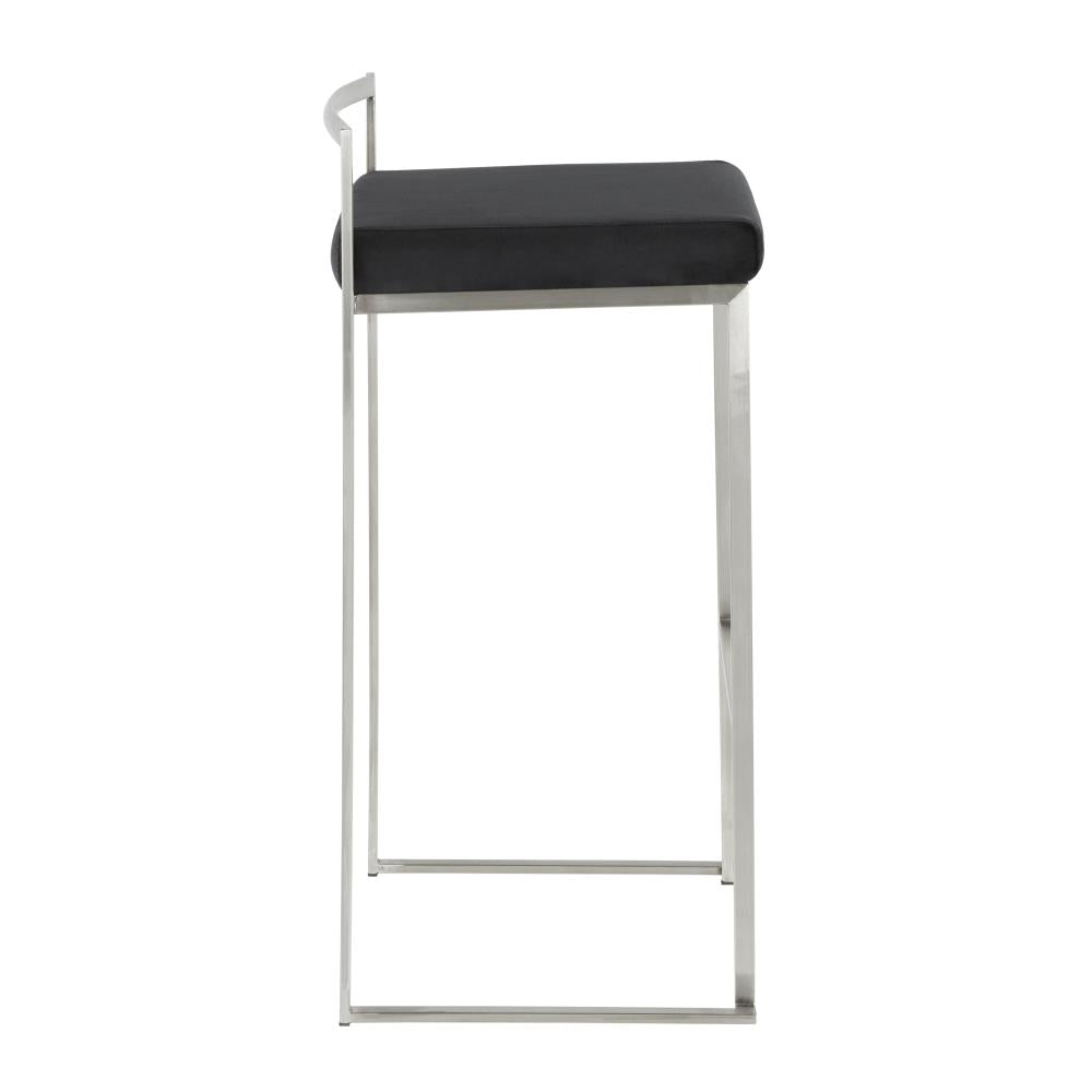 Contemporary Velvet Stackable Barstools Set of 2