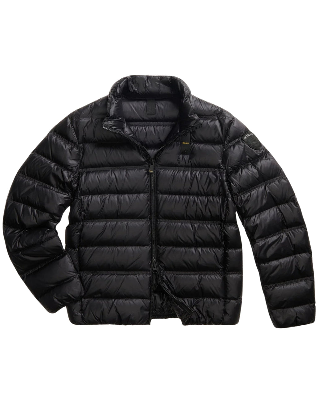 Short Black Down Jacket With Glossy Finish