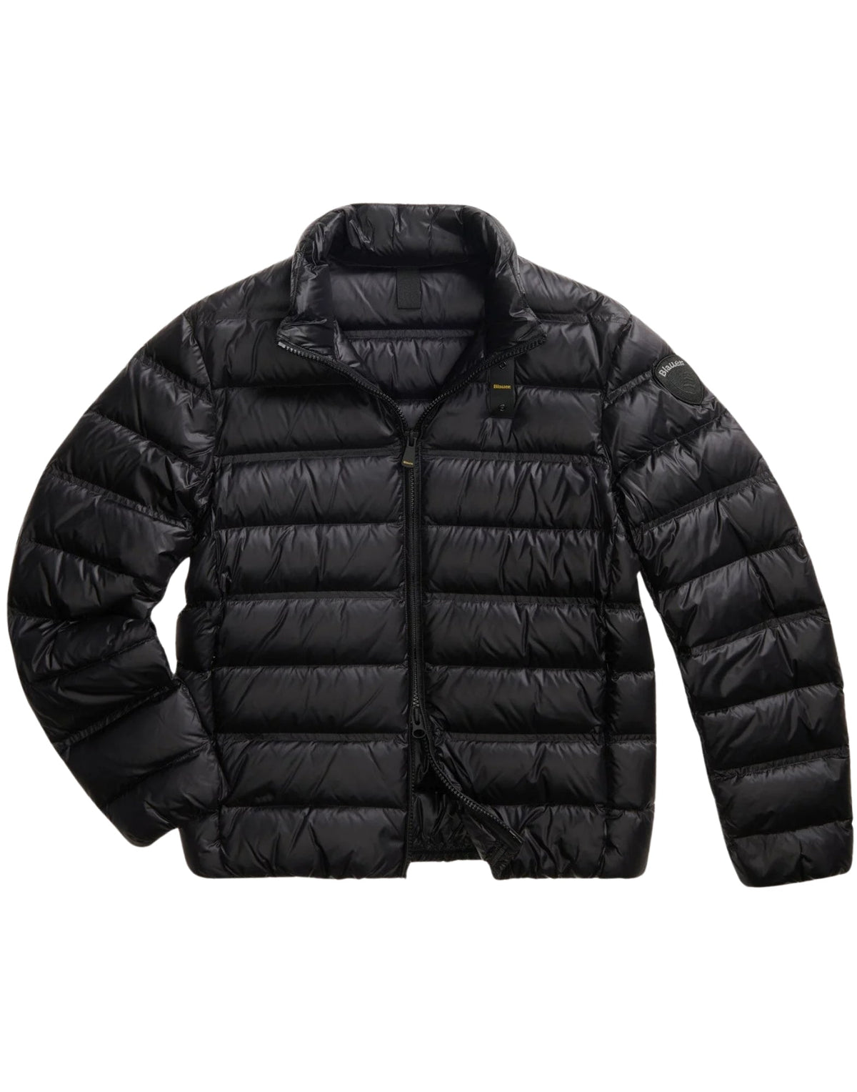Short Black Down Jacket With Glossy Finish