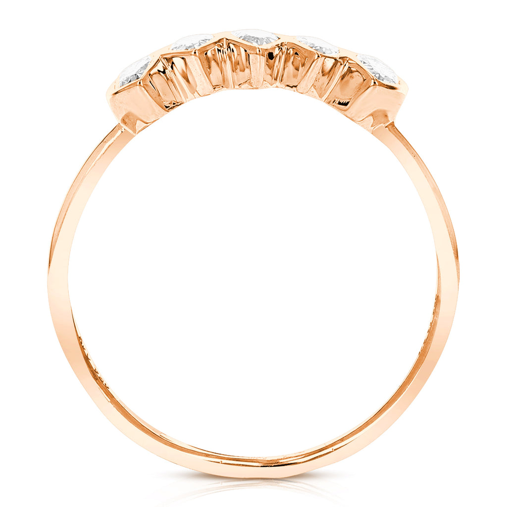1/2 cttw Pear Lab Grown Diamond 5 Stone Engagement Ring in 14K Rose Gold For Women