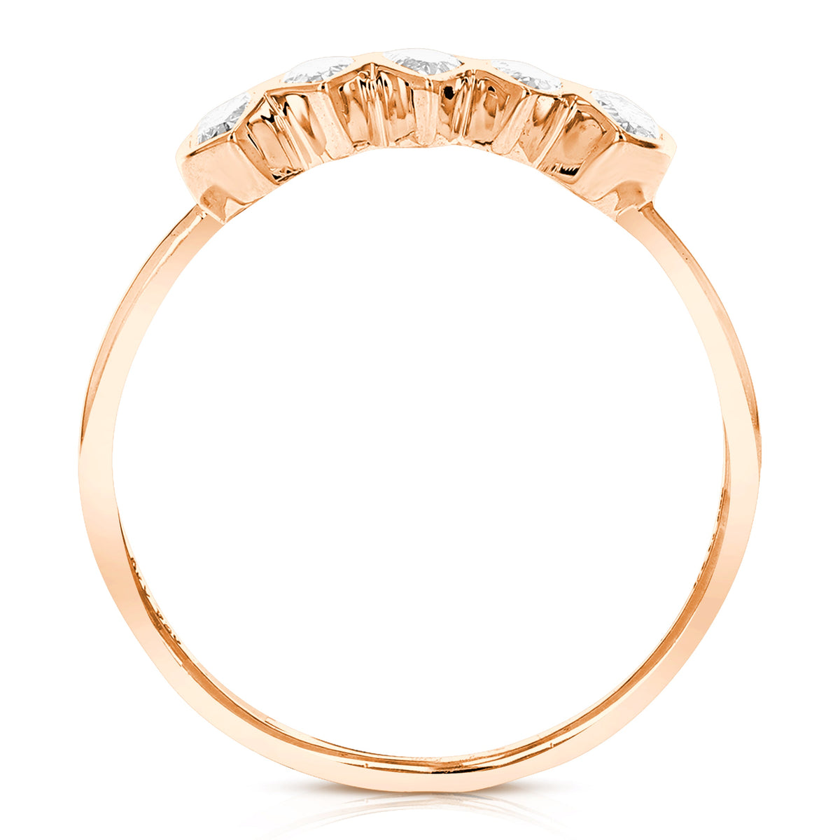 1/2 cttw Pear Lab Grown Diamond 5 Stone Engagement Ring in 14K Rose Gold For Women