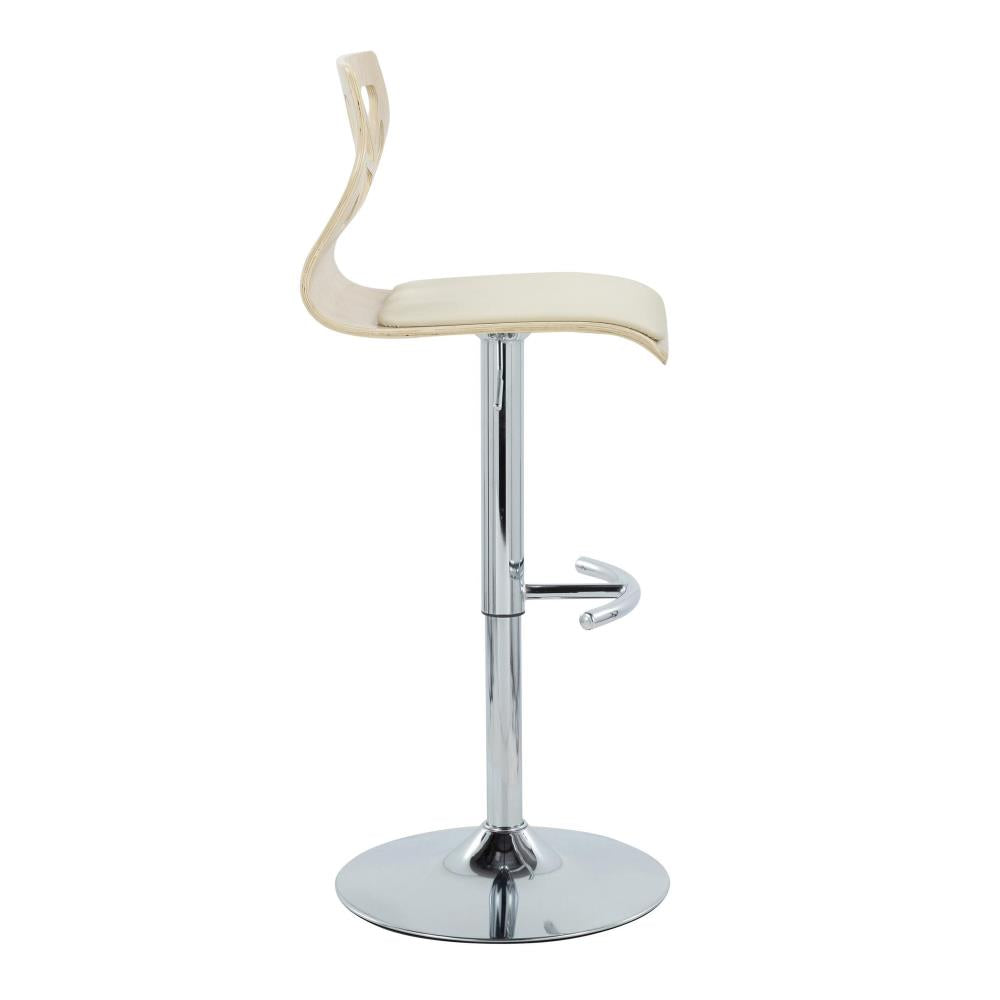 Set of 2 Contemporary Adjustable Barstools with Swivel Seats and Chrome Metal Frames