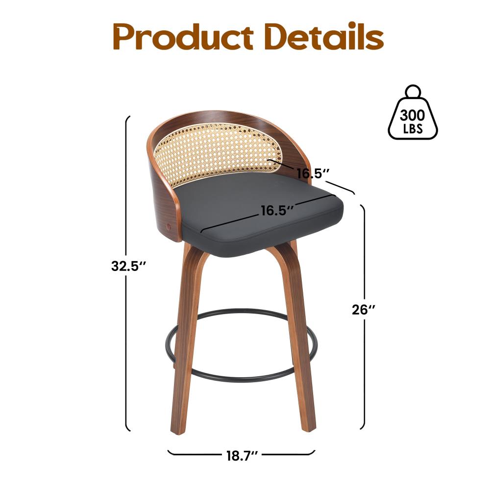 Upholstered Bar Stools with Wood Frames and Woven Backs