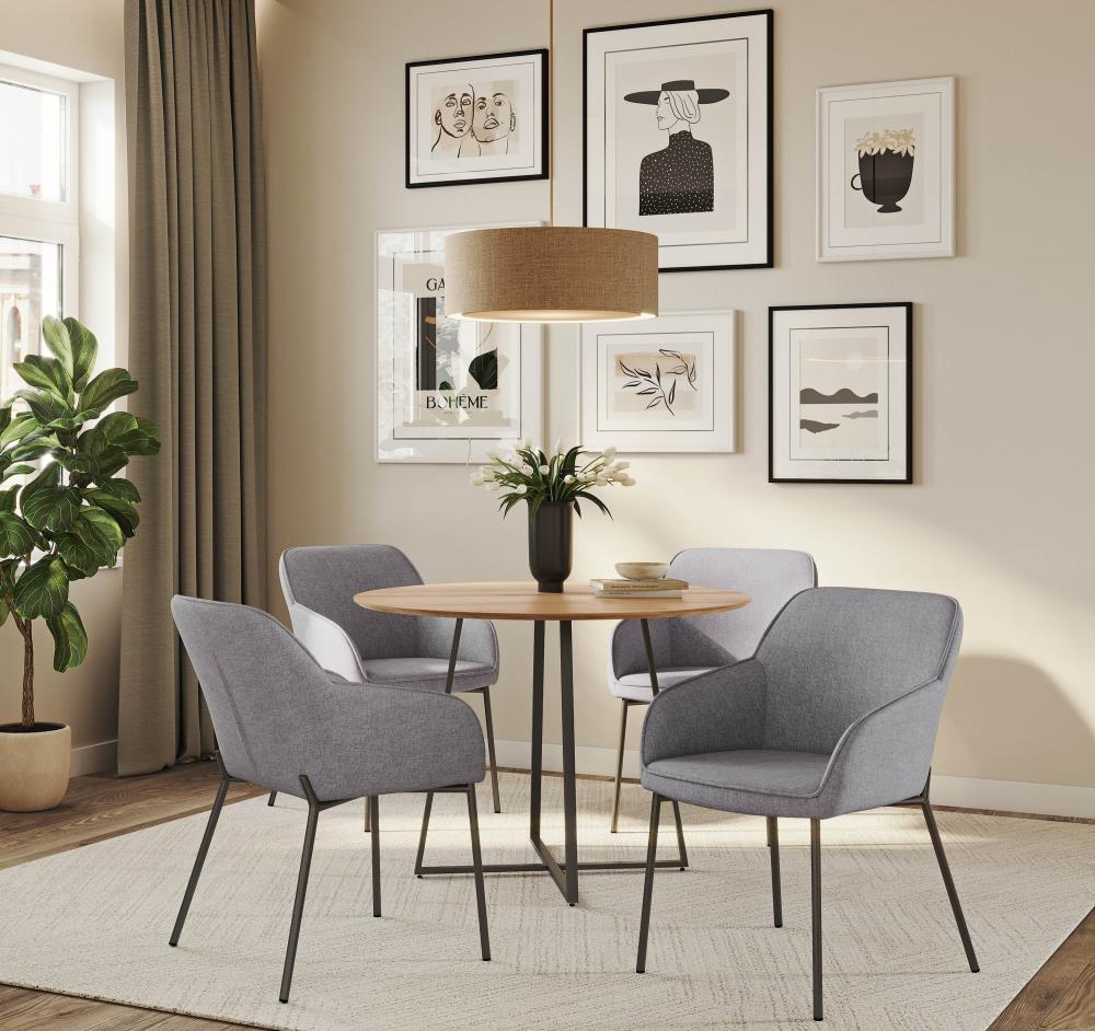 Set of 2 Versatile Dining and Accent Chairs with Fabric Cushions and Durable Metal Frames