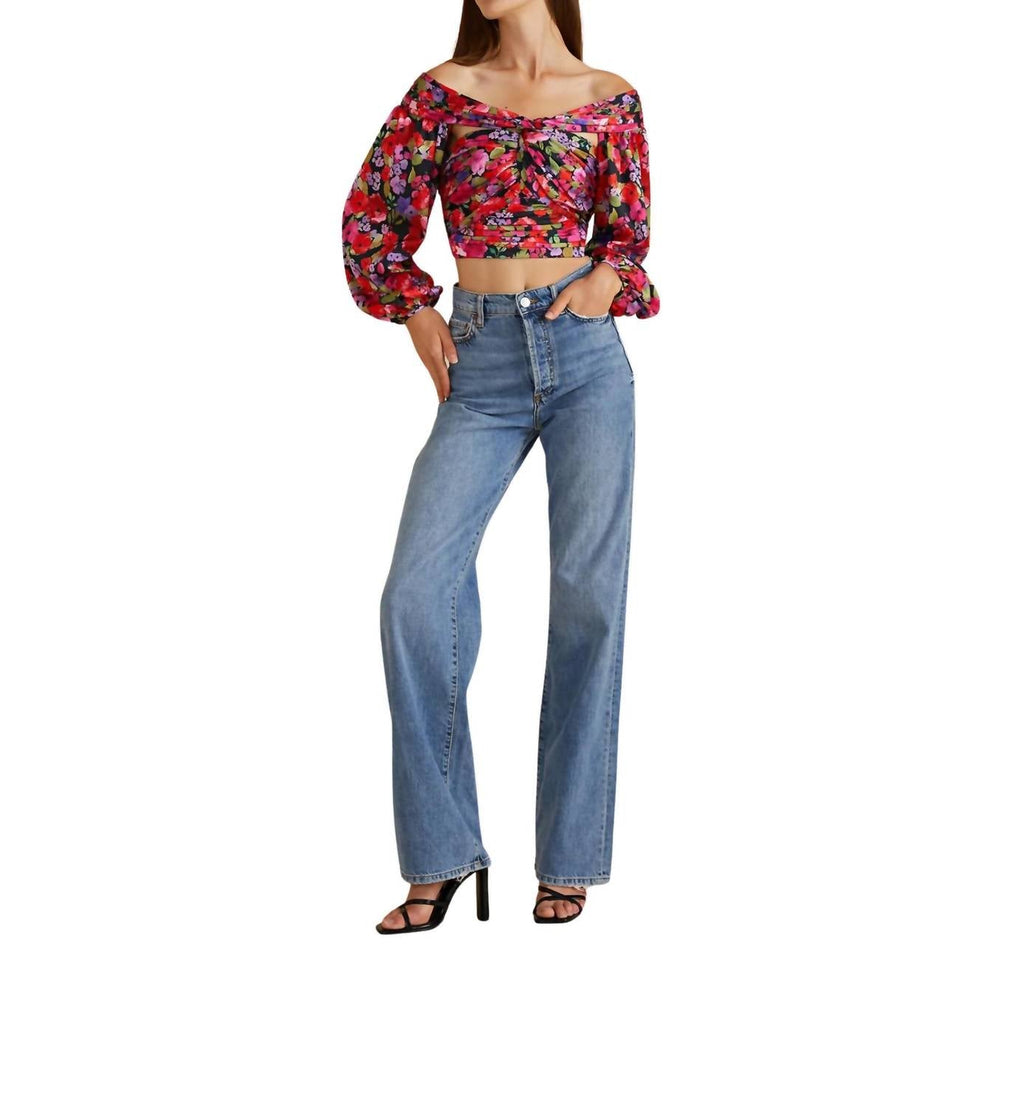Francis Puff Crop Top In Vintage Flowers