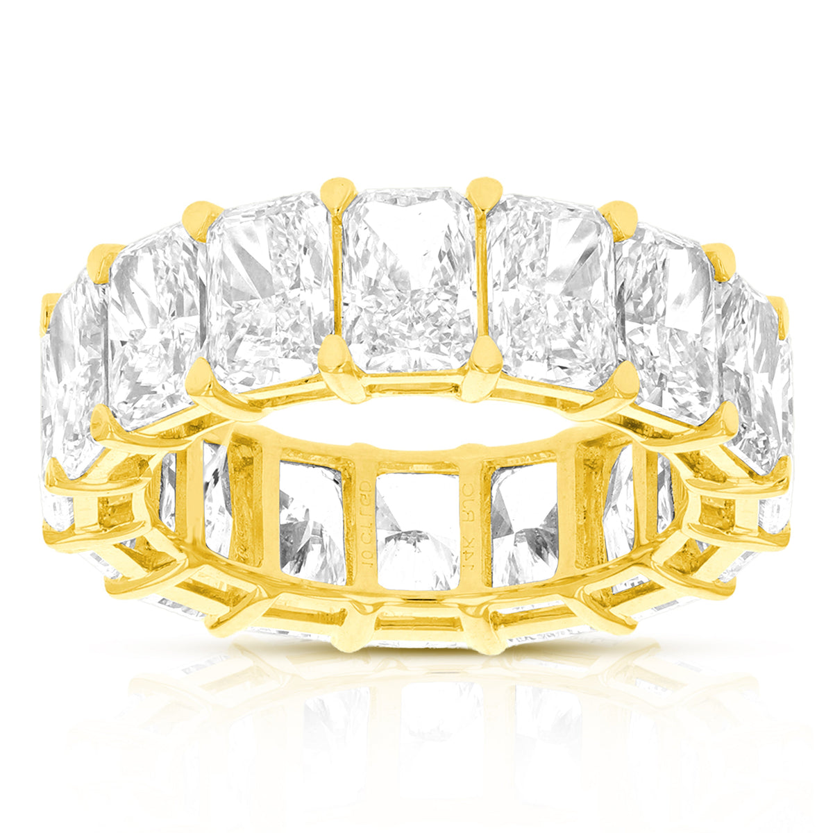 10 cttw Radiant Lab Grown Diamond Eternity Ring Wedding Band in 14K Yellow Gold For Women